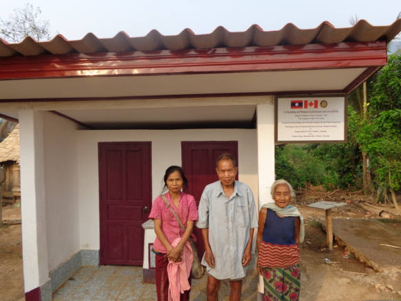 We constructed the last four toilet banks for Pha Yong Village to bring the total number of toilet to 21.  Villagers are pretty happy not to have to find a private bush!  Rotary Club of Northumberland Sunrise and Robert Wing from Movie Experts in Bowmanville sponsored this bank.