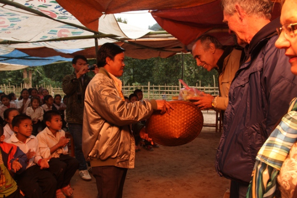 We were all provided with a hand made Lao shirt that included stitching saying 'from Hat Kham Village'  in English!