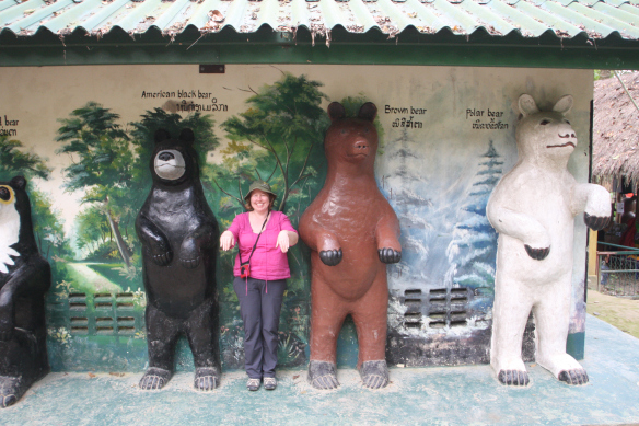 Having fun at the Bear reserve in the Kaungsi Waterfalls park.
